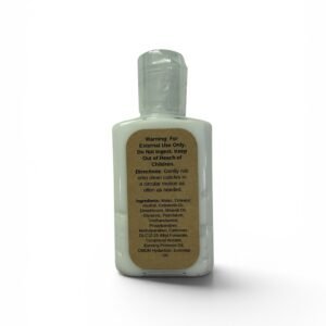 Cuticle cream bottle with ingredients.